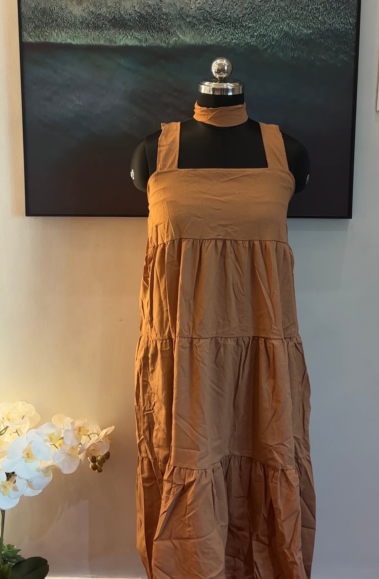 C SOLID TIERD DRESS