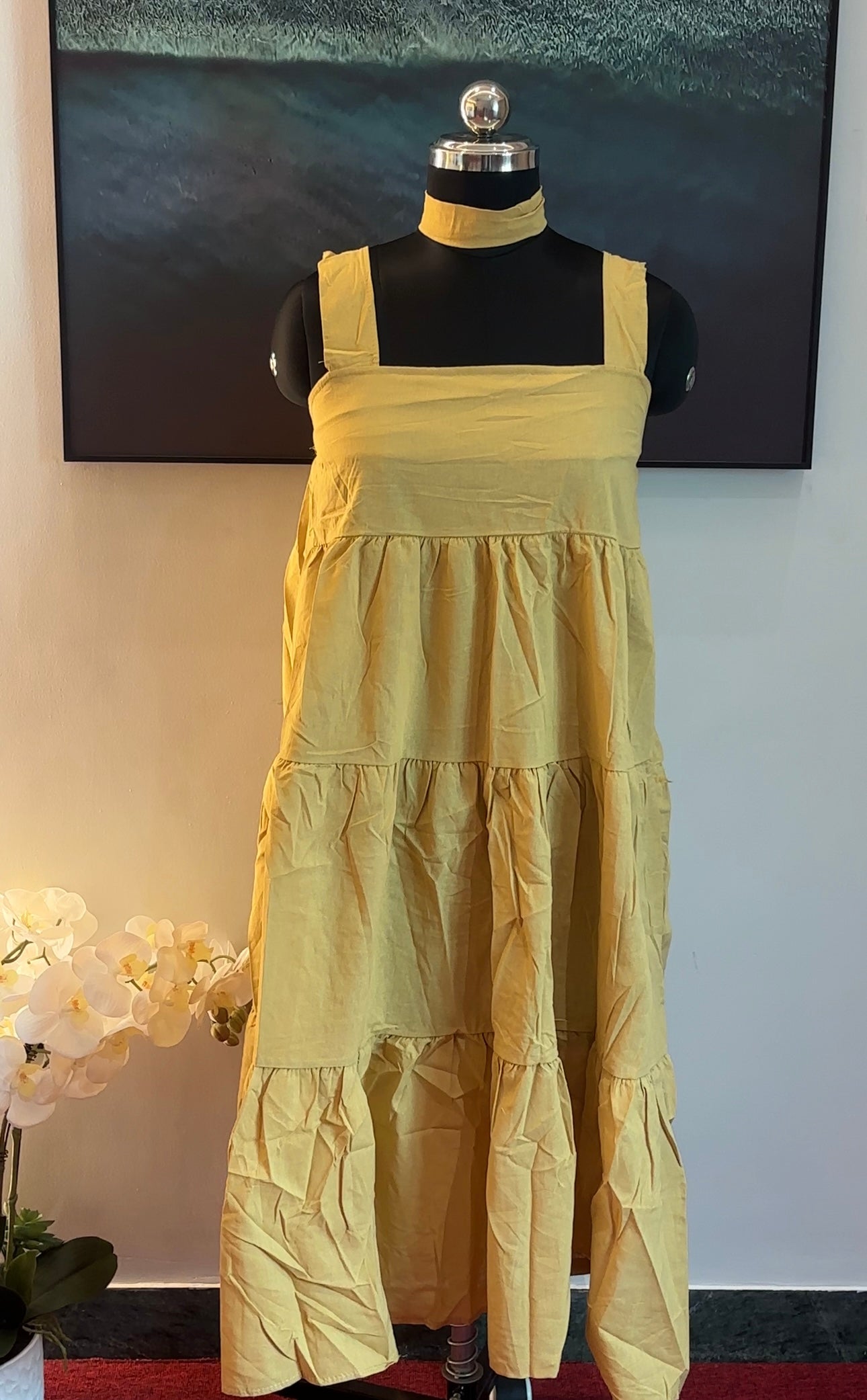 C SOLID TIERD DRESS