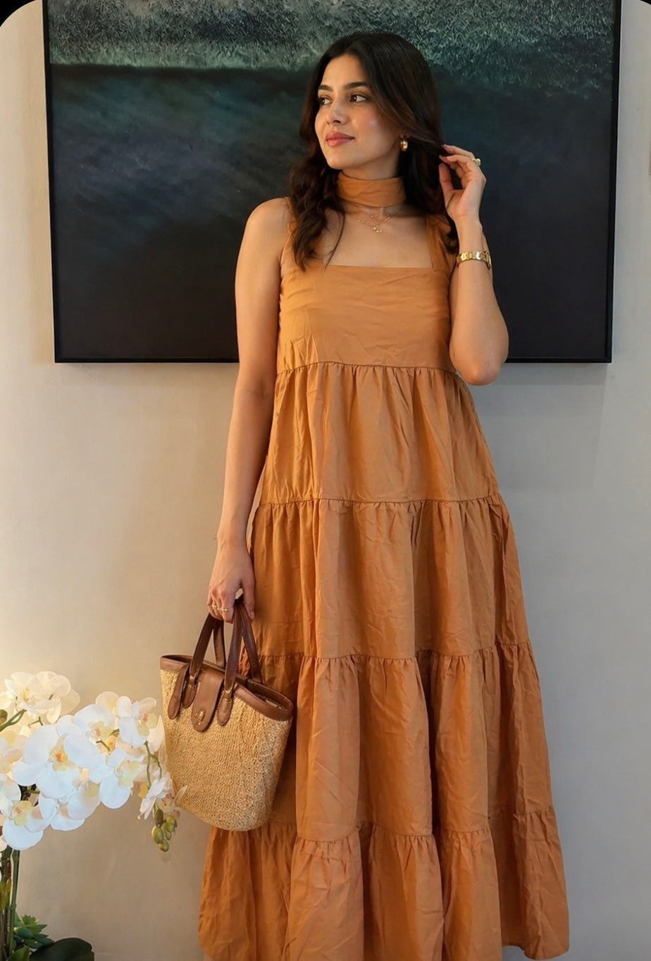 C SOLID TIERD DRESS