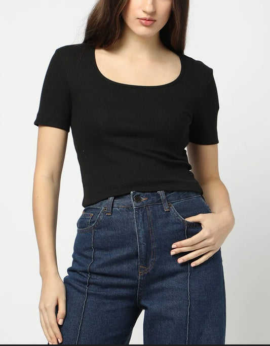 RIBBED WIDE U TOP